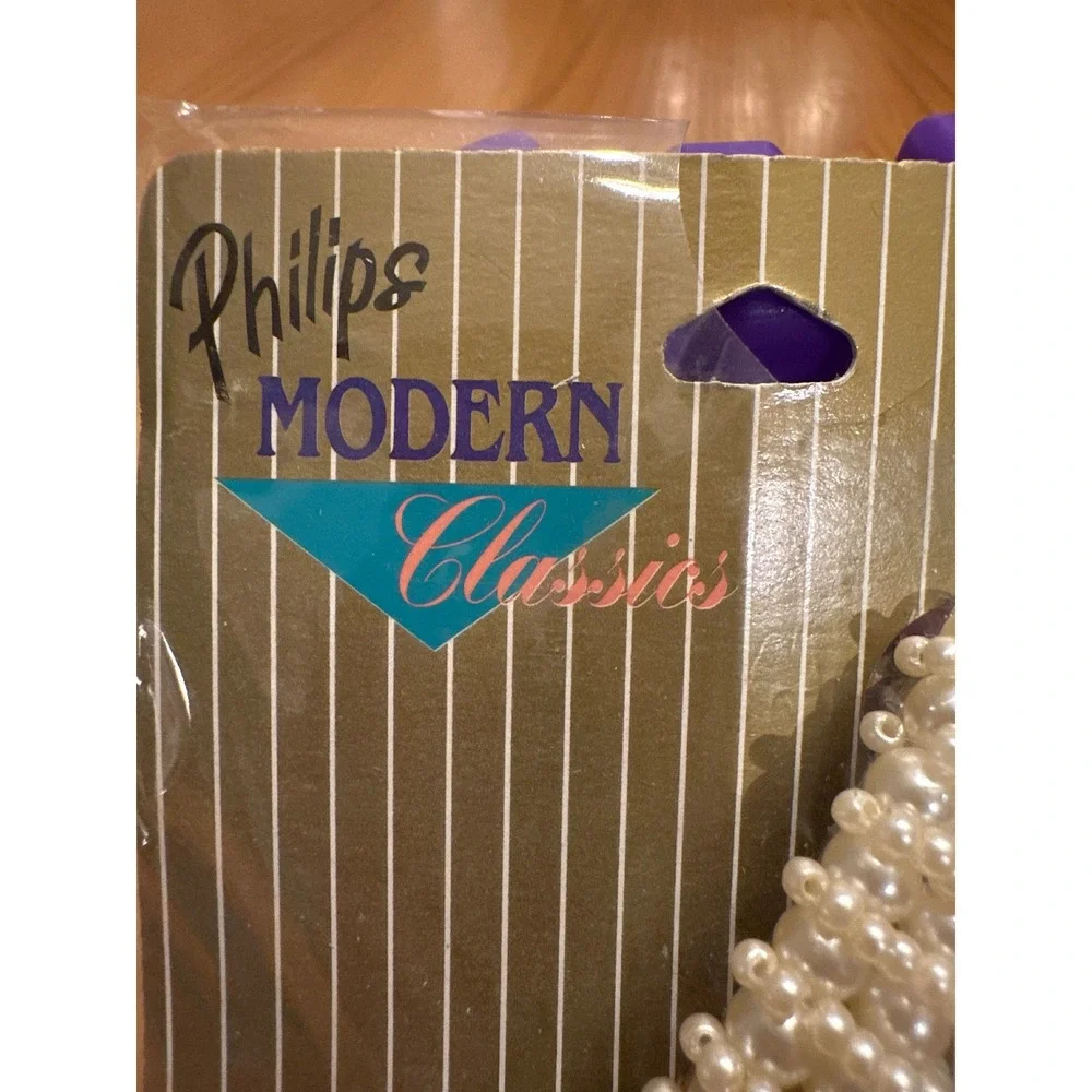 Vintage Philips Modern Classics‎ Faux Pearl Barrette Hair Clip Cream Beads 36026